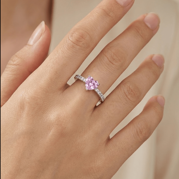 Pink Covenant - anillo enchapado en plata con cristal rosa - Podios