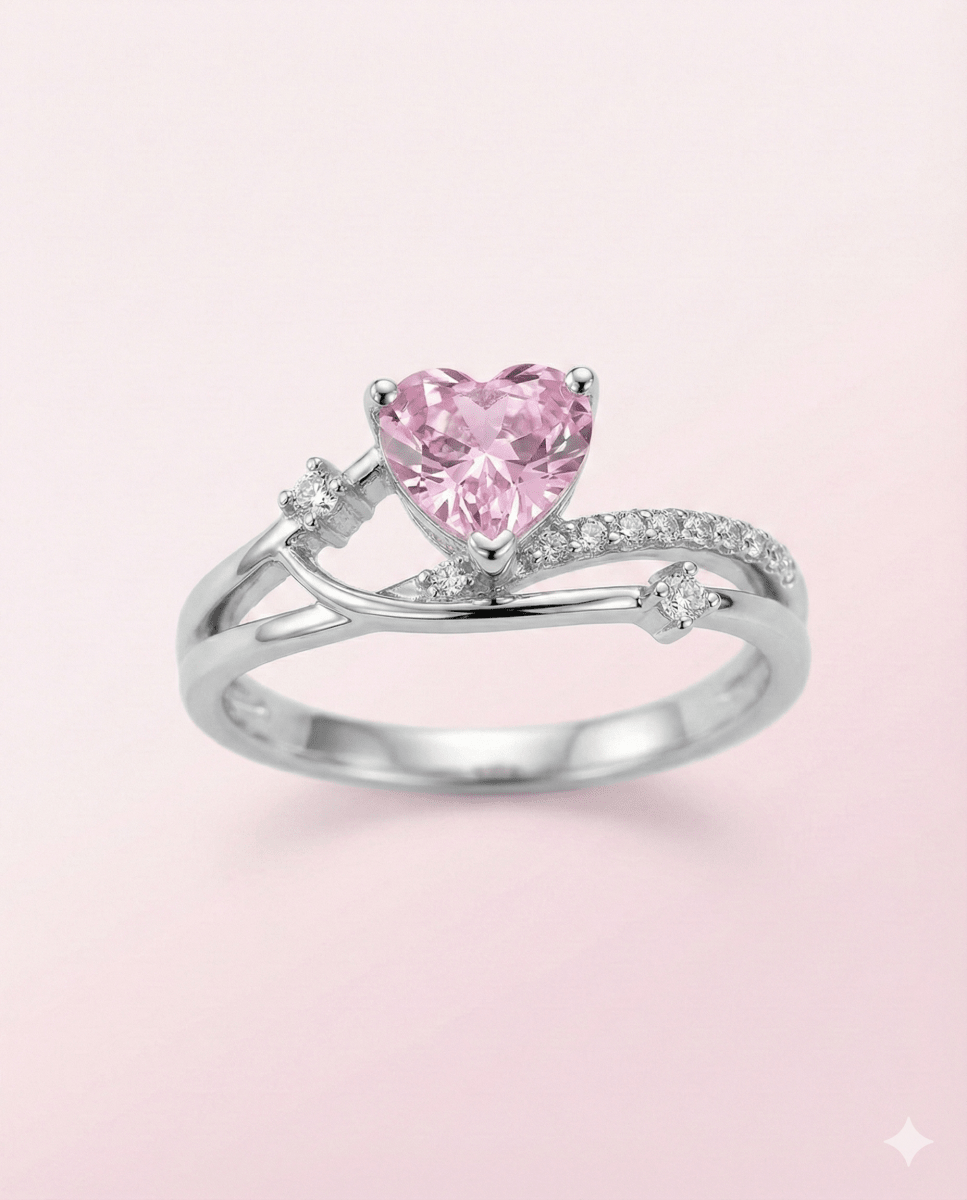 Pink Ilussion - anillo enchapado en plata con cristal rosa - Podios
