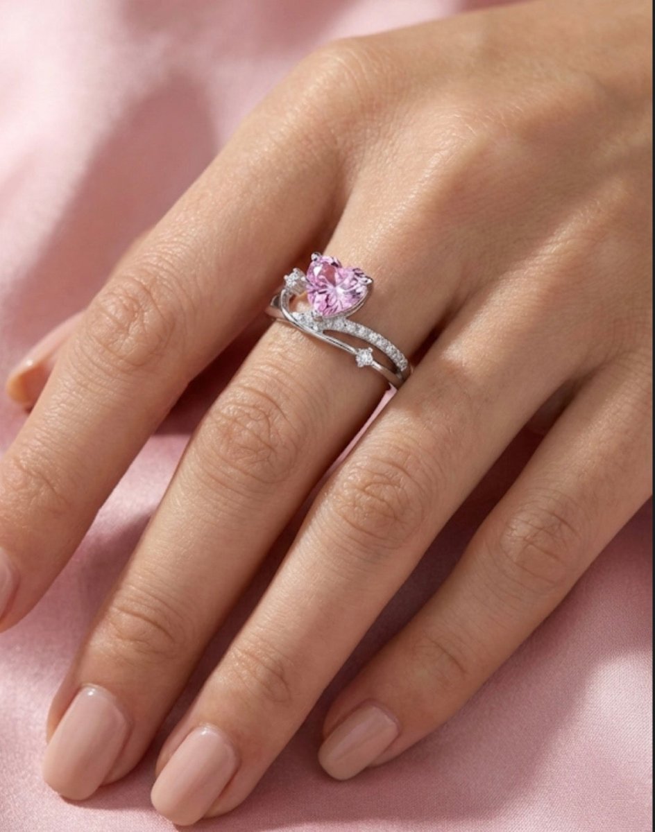 Pink Ilussion - anillo enchapado en plata con cristal rosa - Podios