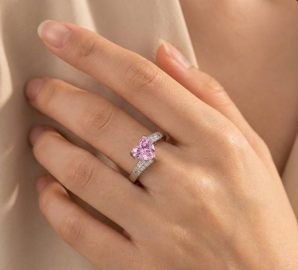 Pink Promise - anillo enchapado en plata con cristal rosa - Podios