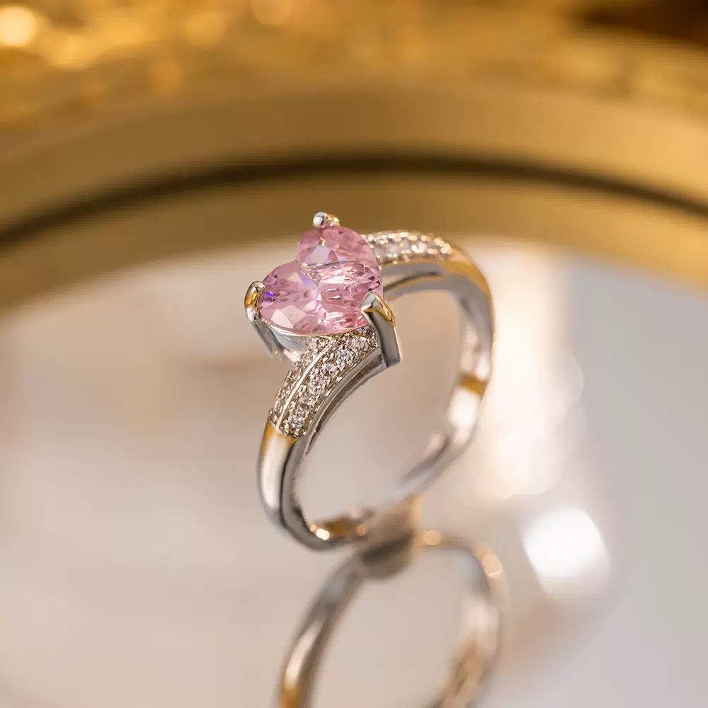 Pink Promise - anillo enchapado en plata con cristal rosa - Podios