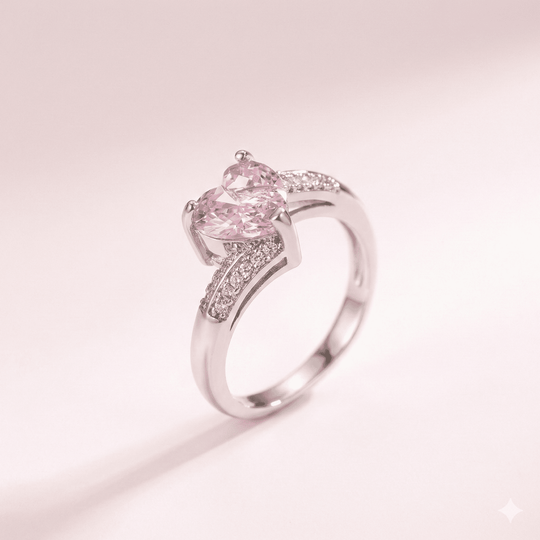 Pink Promise - anillo enchapado en plata con cristal rosa - Podios