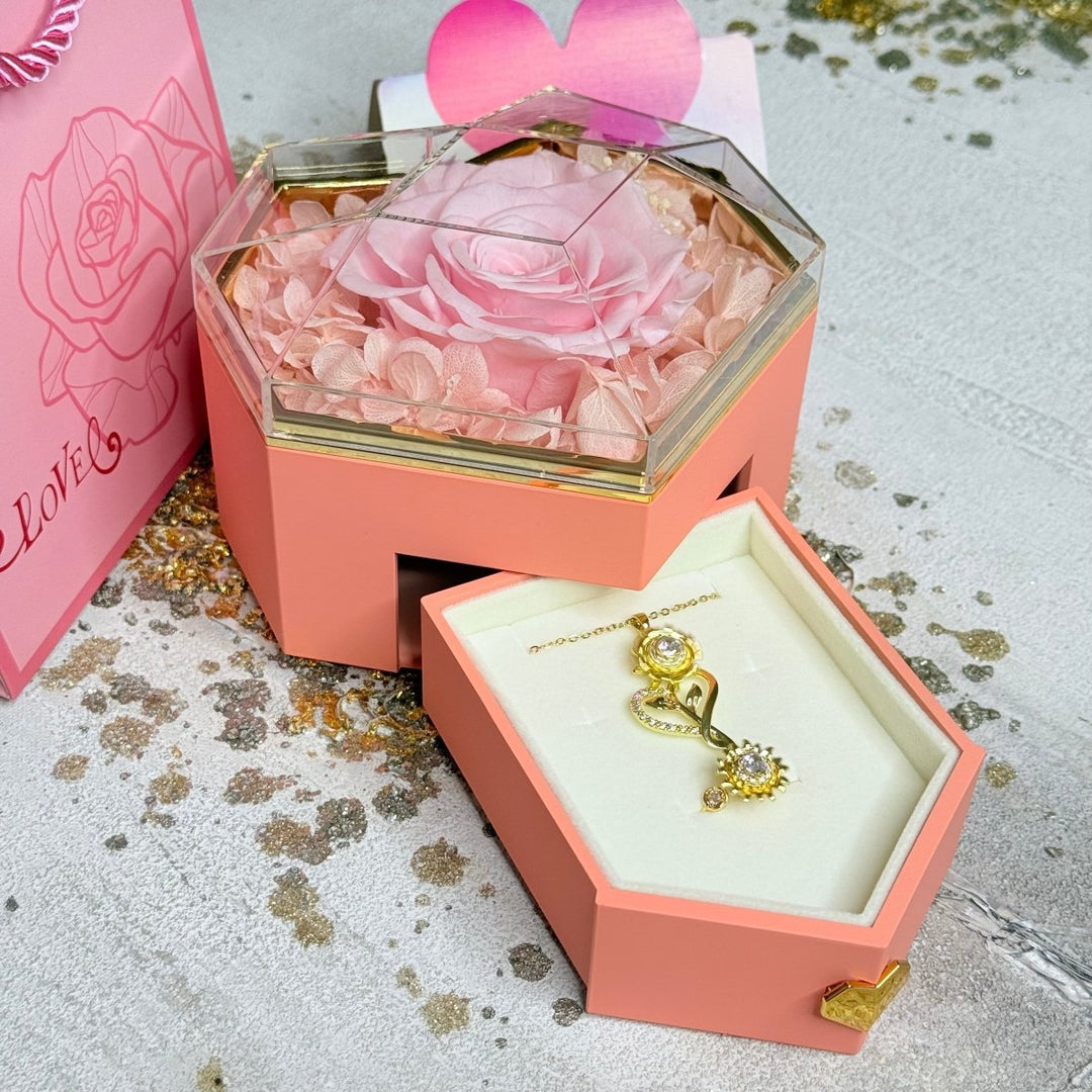 Premium Girasol Heart Duo™ Collar y anillo antiestrés de girasol giratorio - Podios