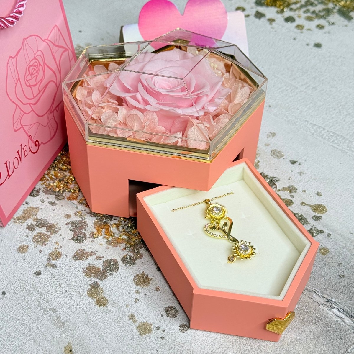 Premium Girasol Heart Duo™ Collar y anillo antiestrés de girasol giratorio - Podios