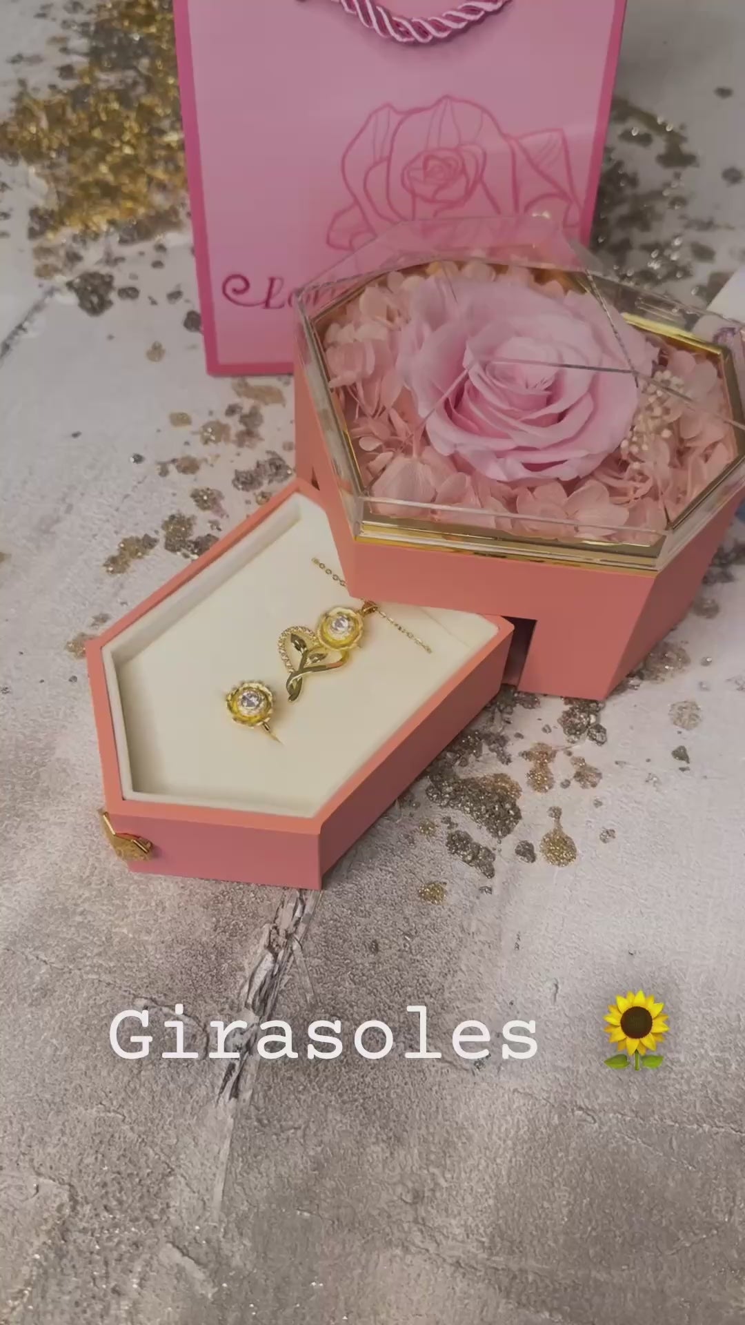 Premium Girasol Heart Duo™ Collar y anillo antiestrés de girasol giratorio