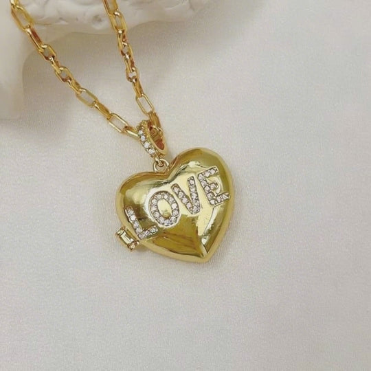 Golden Open Love™  Collar relicario portaretrato enchapado en oro 18 quilates