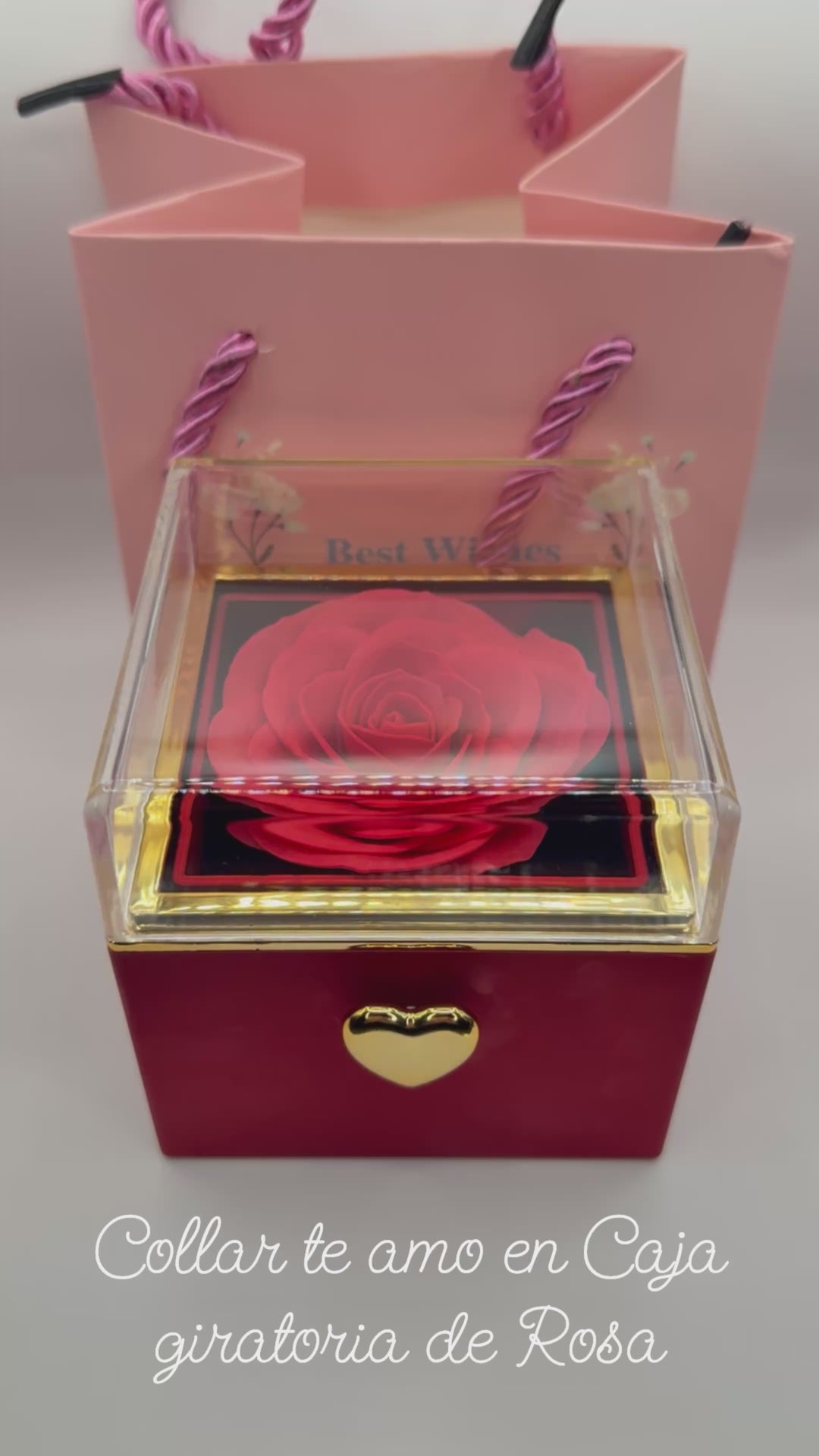 EternalLove Deluxe™: Regalo especial incluye collar, rosa de terciopelo y caja rotatoria