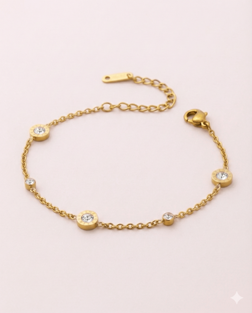 Pulsera Brillante Aurora – Bañada en oro 14K y ajustable - Podios