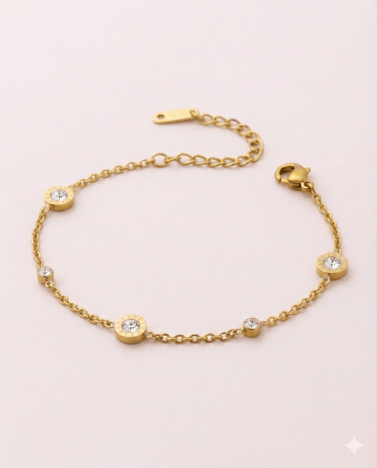 Pulsera Brillante Aurora – Bañada en oro 14K y ajustable - Podios