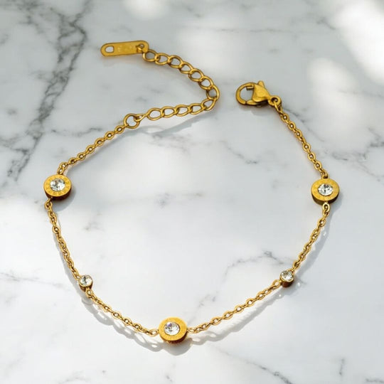 Pulsera Brillante Aurora – Bañada en oro 14K y ajustable - Podios