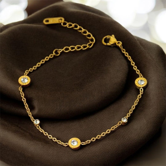 Pulsera Brillante Aurora – Bañada en oro 14K y ajustable - Podios