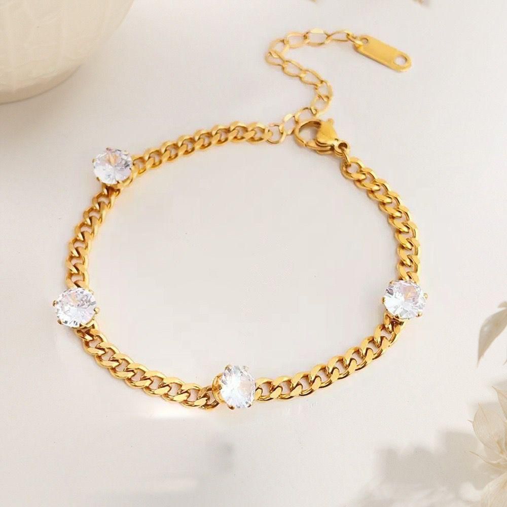 Pulsera Crystal Luxe – Bañada en oro 14K y ajustable - Podios