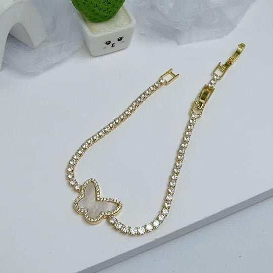 Pulsera de Opalo Mariposa - ajustable y bañada en oro 18k - Podios