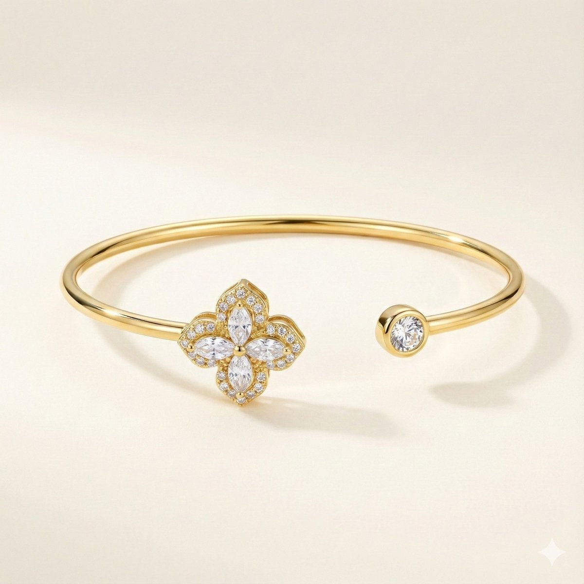 Pulsera de trébol giratorio - aleación de acero inoxidable bañado en oro 14k - Podios