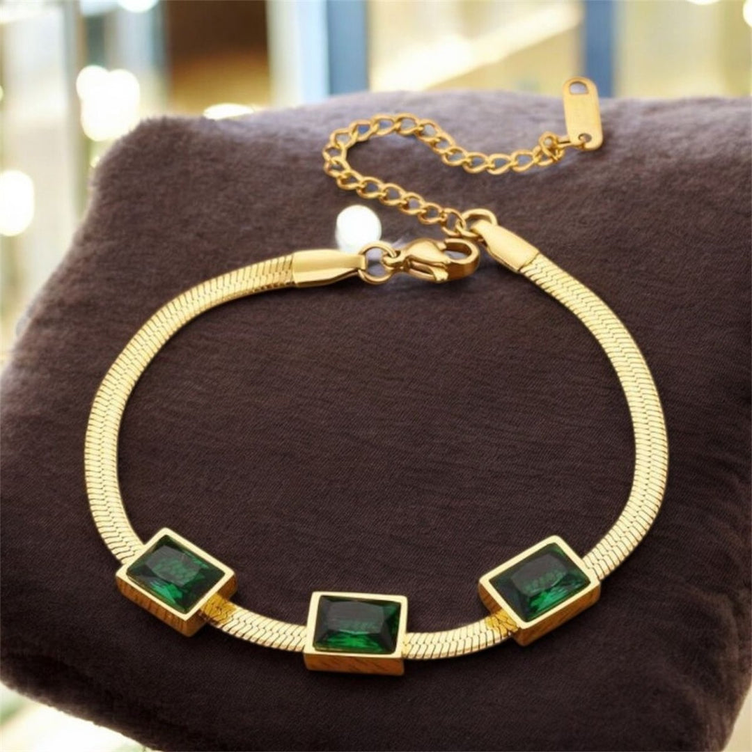 Pulsera Emerald Elegance – Bañada en Oro 14K - Podios