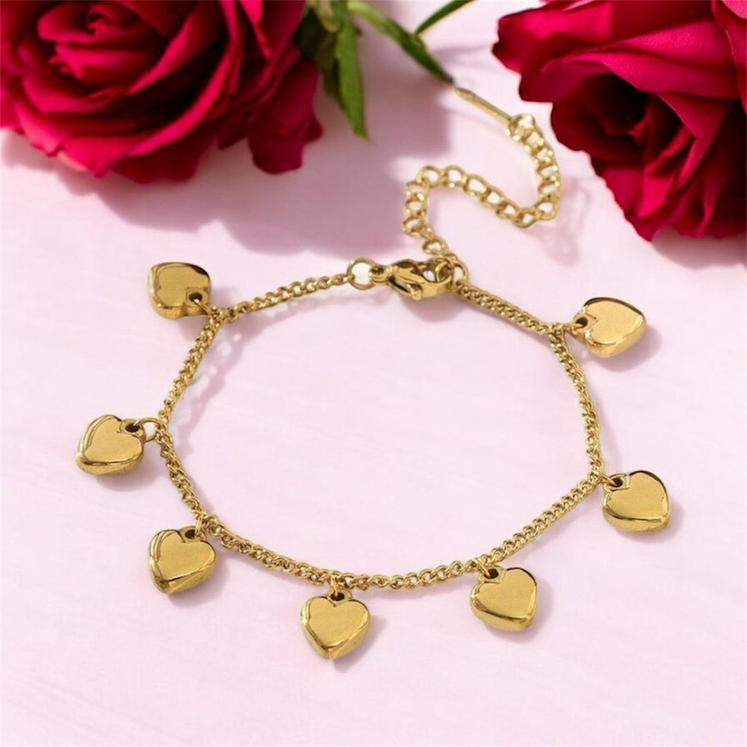 Pulsera Heart Charm – Bañada en oro 14K y ajustable - Podios