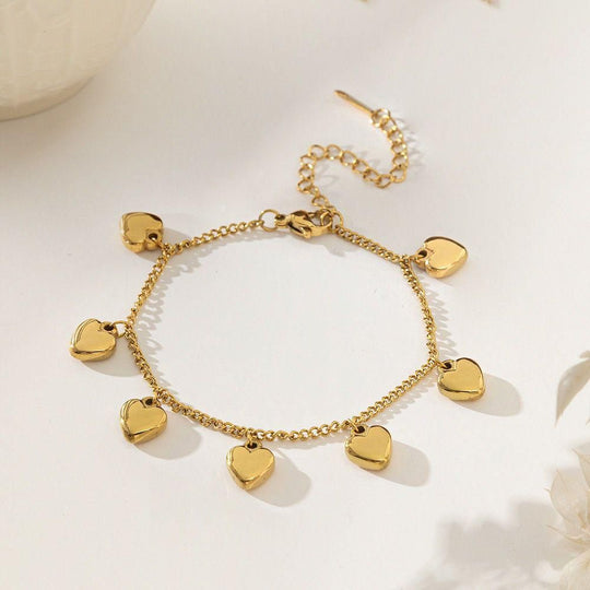 Pulsera Heart Charm – Bañada en oro 14K y ajustable - Podios