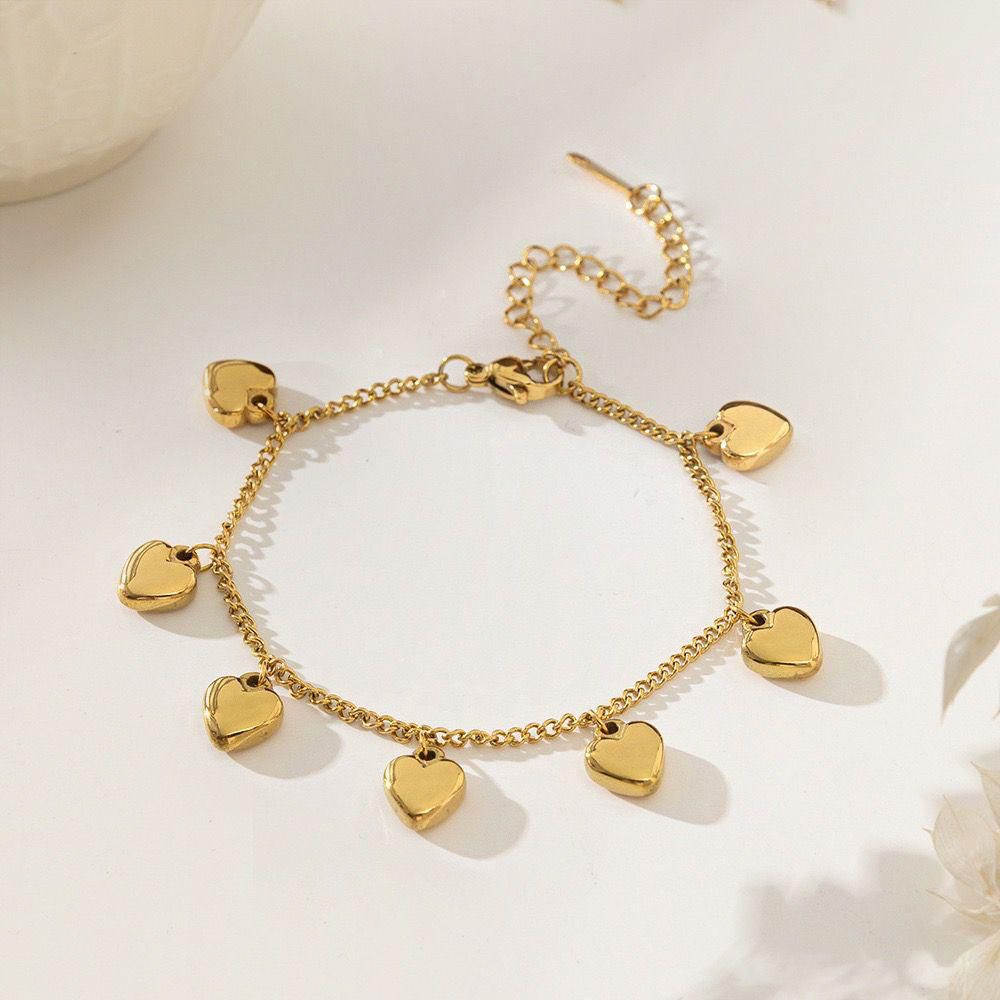 Pulsera Heart Charm – Bañada en oro 14K y ajustable - Podios
