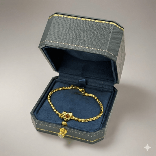 Pulsera Heart of Seine – Bañada en Oro 18K con Brillante Rojo - Podios