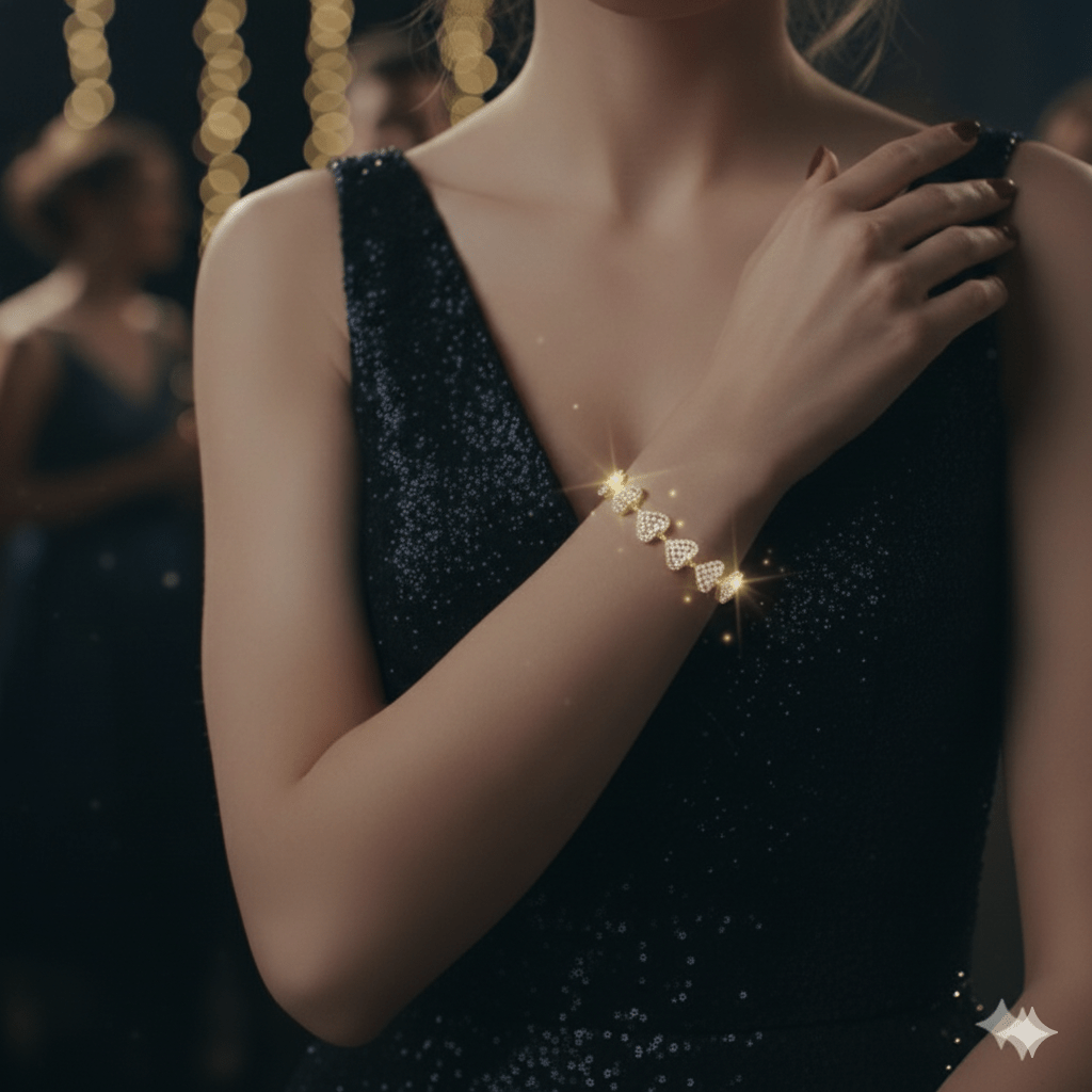 Pulsera Infinite Hearts™ enchapada en oro 18 quilates - Podios