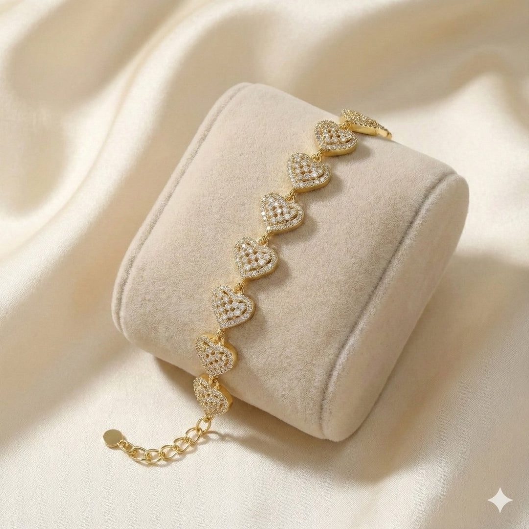 Pulsera Infinite Hearts™ enchapada en oro 18 quilates - Podios