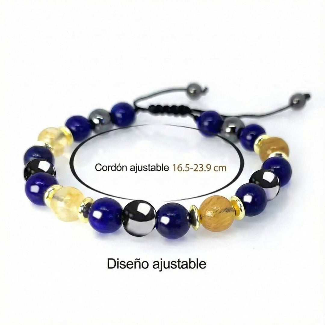 Pulsera Sol, Arena y Mar - diseño ajustable con azul y dorado - Podios