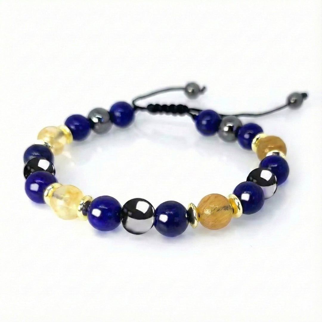 Pulsera Sol, Arena y Mar - diseño ajustable con azul y dorado - Podios