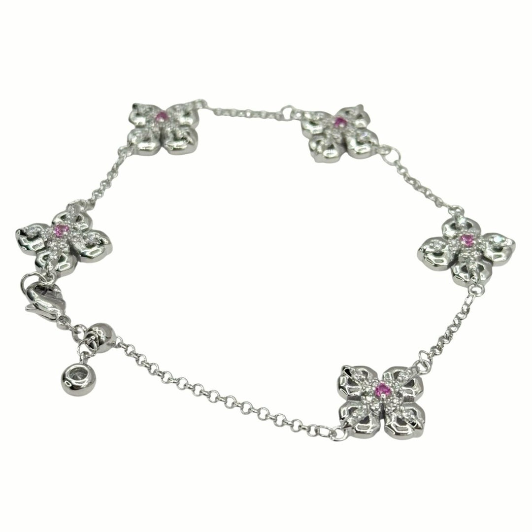 Pulsera Trébol de la Amatistas – Plata con Brillantes Rosados - Podios