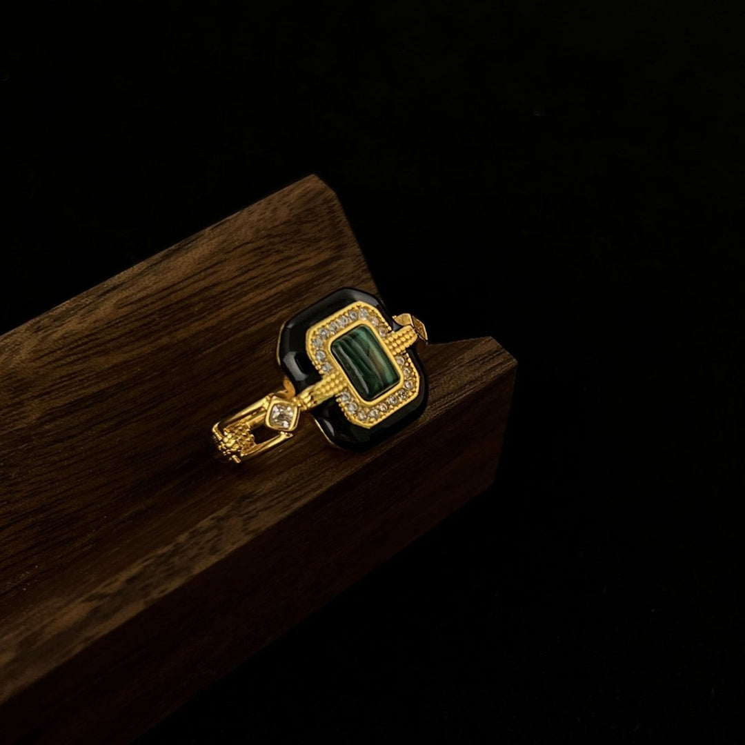 Set Imperial Esmeralda – Collar, Pulsera y Anillo Ajustable Bañados en Oro - Podios