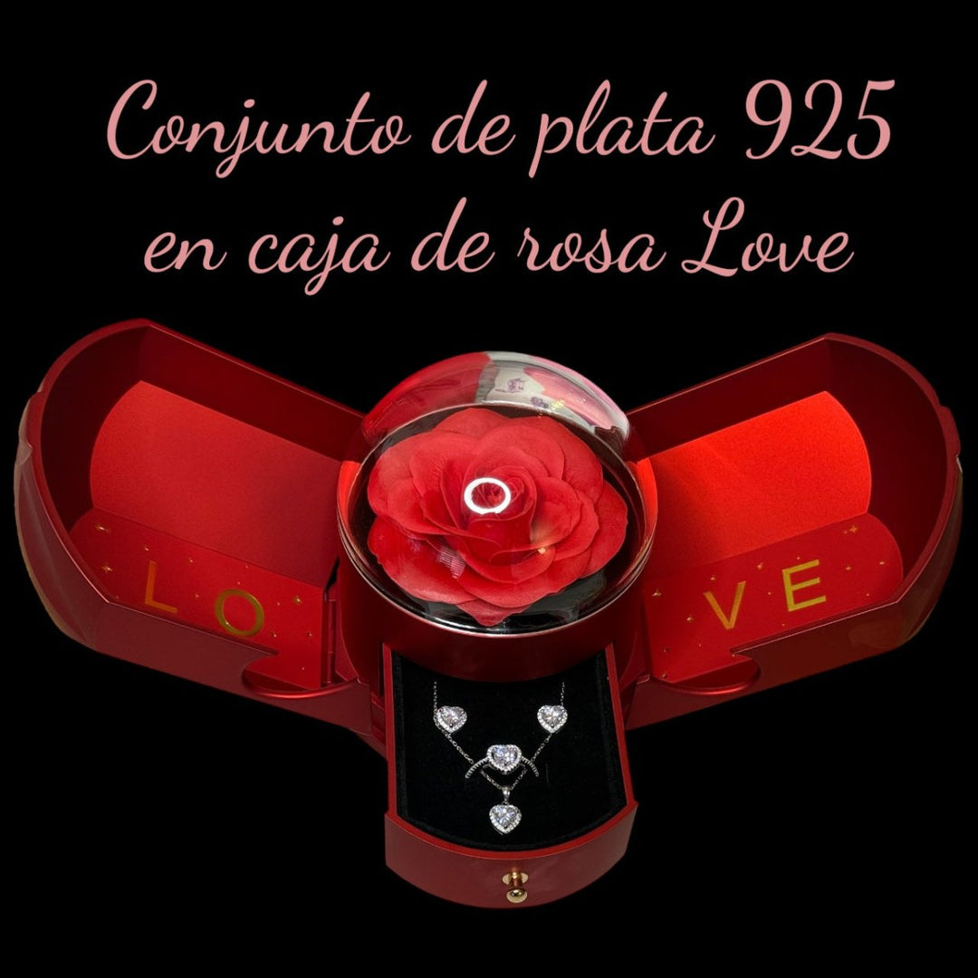Set Queen of Hearts™ - Anillo, collar y aros de Plata 925 con Circón en Caja Premium - Podios