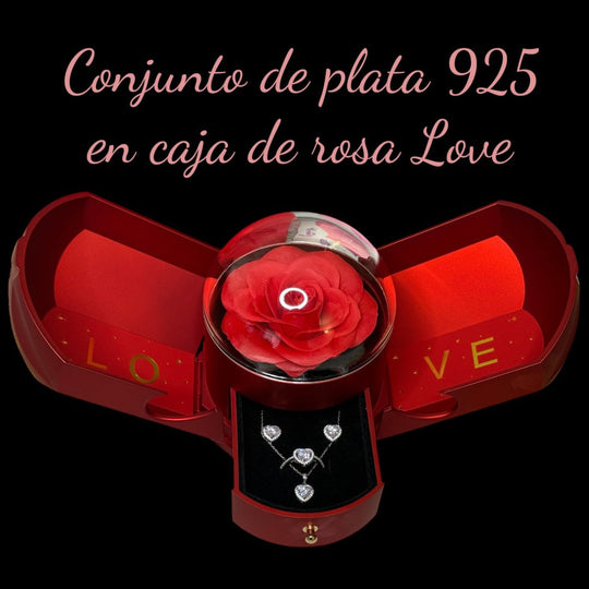 Set Queen of Hearts™ - Anillo, collar y aros de Plata 925 con Circón en Caja Premium - Podios