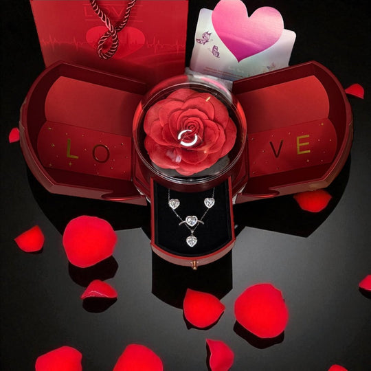 Set Queen of Hearts™ - Anillo, collar y aros de Plata 925 con Circón en Caja Premium - Podios