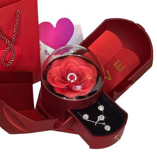 Set Queen of Hearts™ - Anillo, collar y aros de Plata 925 con Circón en Caja Premium - Podios