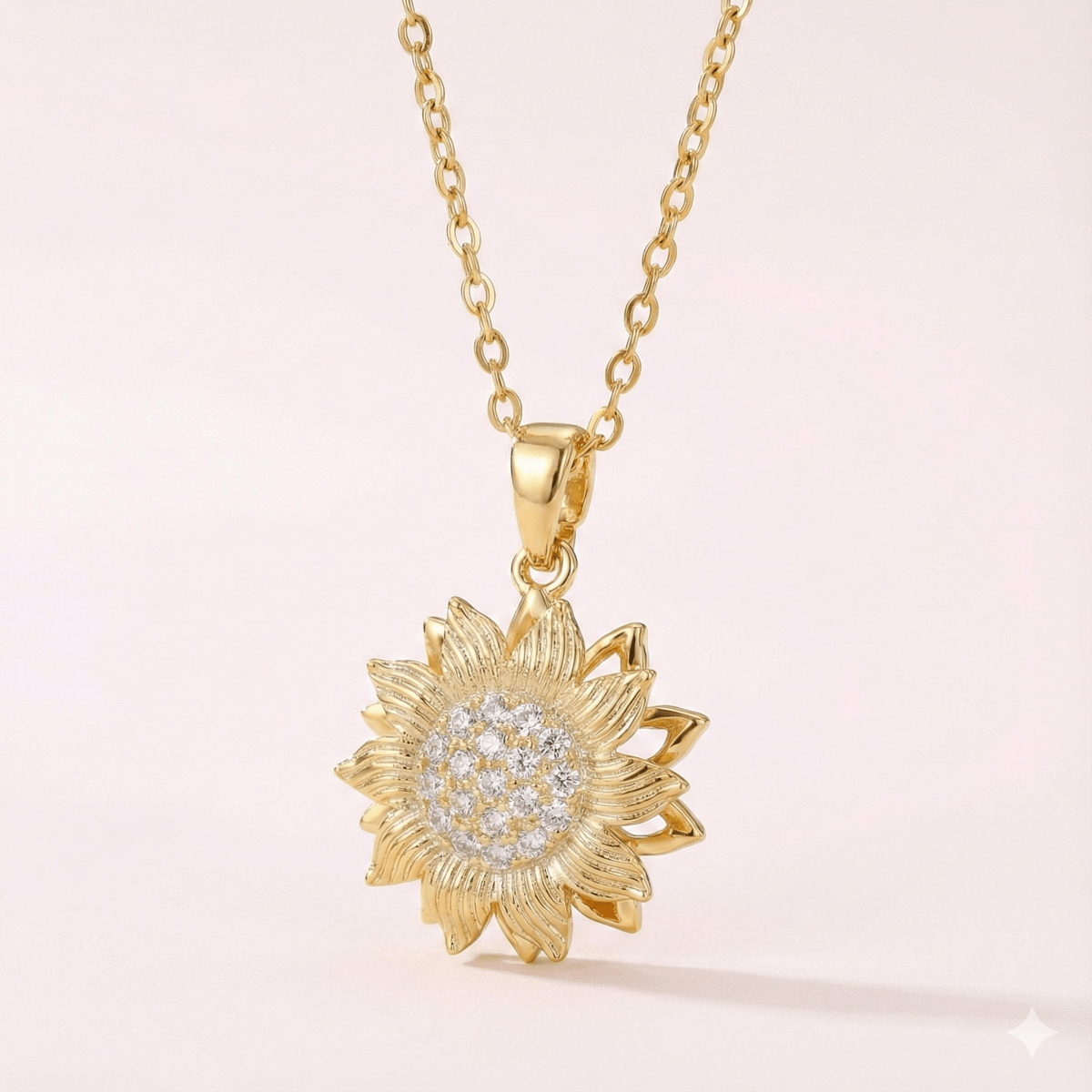 Sun Lumiere Unique - collar girasol enchapado en oro 14k con brillantes - Podios