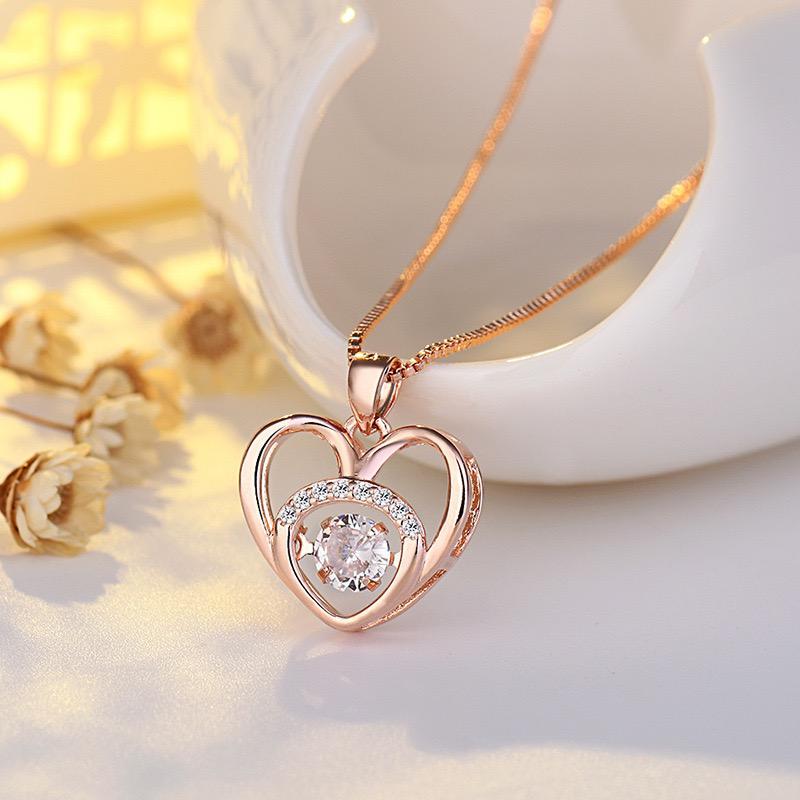 Swan Rose Gold - collar enchapado en oro rosa 14k con circones - Podios