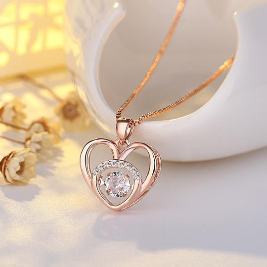 Swan Rose Gold - collar enchapado en oro rosa 14k con circones - Podios