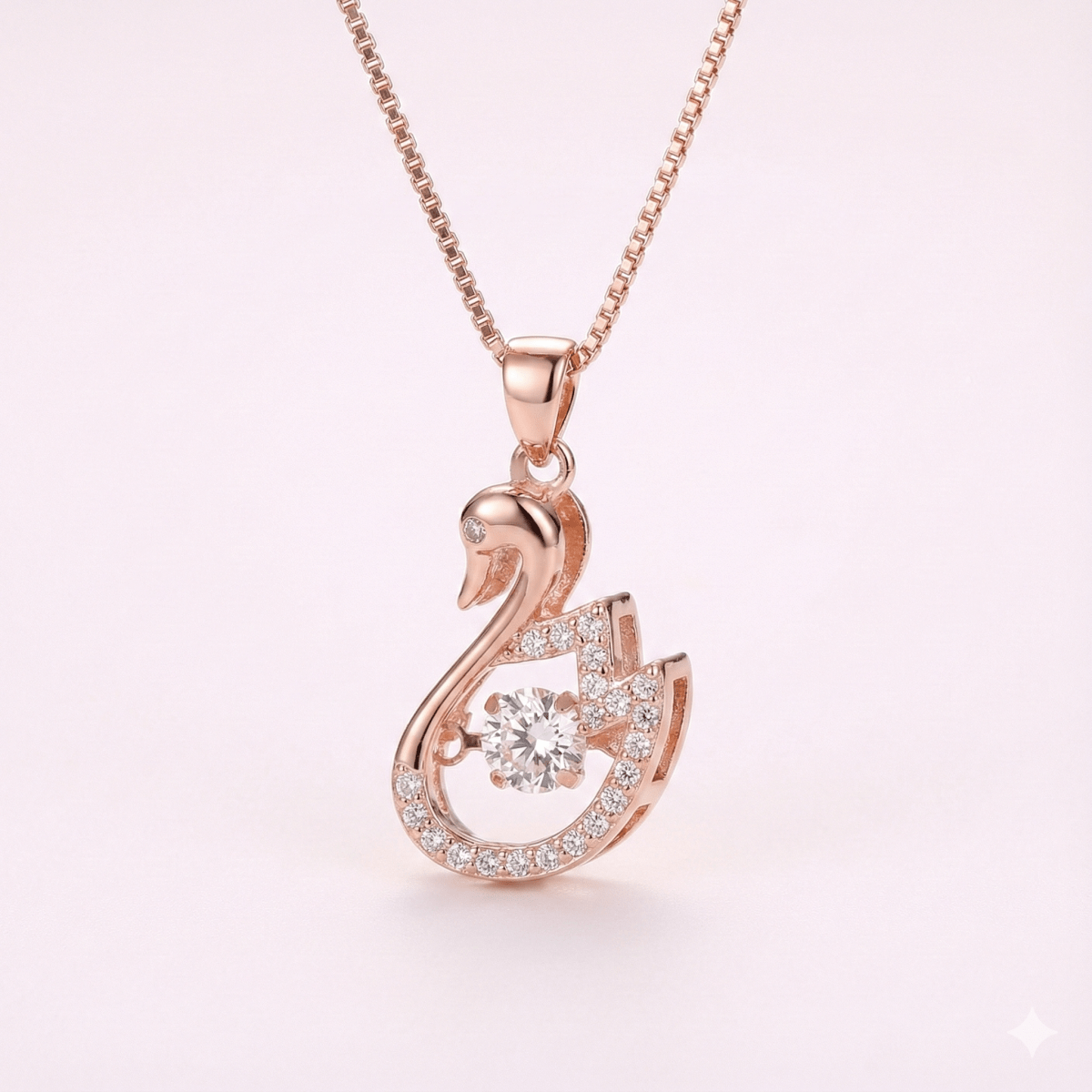 Swan Rose Gold - collar enchapado en oro rosa 14k con circones - Podios