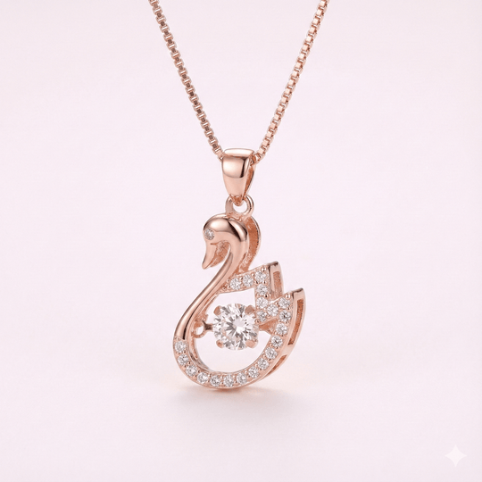 Swan Rose Gold - collar enchapado en oro rosa 14k con circones - Podios